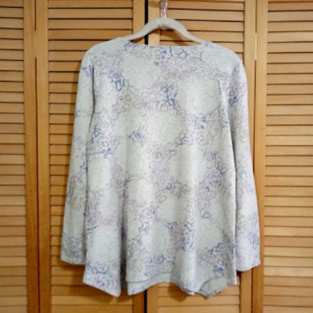 J. Jill Pure Jill Heathered Gray Curved Hem Knit Top M - Picture 6 of 9